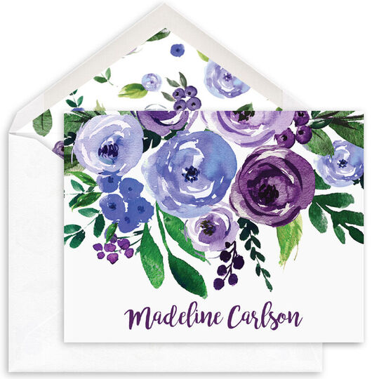 Purple Rose Topper Folded Note Cards